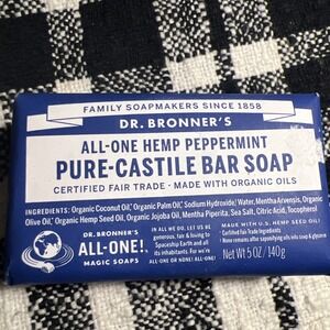 DR.BRONNER'S ALL-ONE HEMP Peppermint Pure-Castile BAR Soap Fair Trade